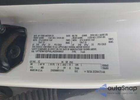 2020 Ford F-150 Xlt from USA, damaged, VIN 1FTEW1EPXLKE95803